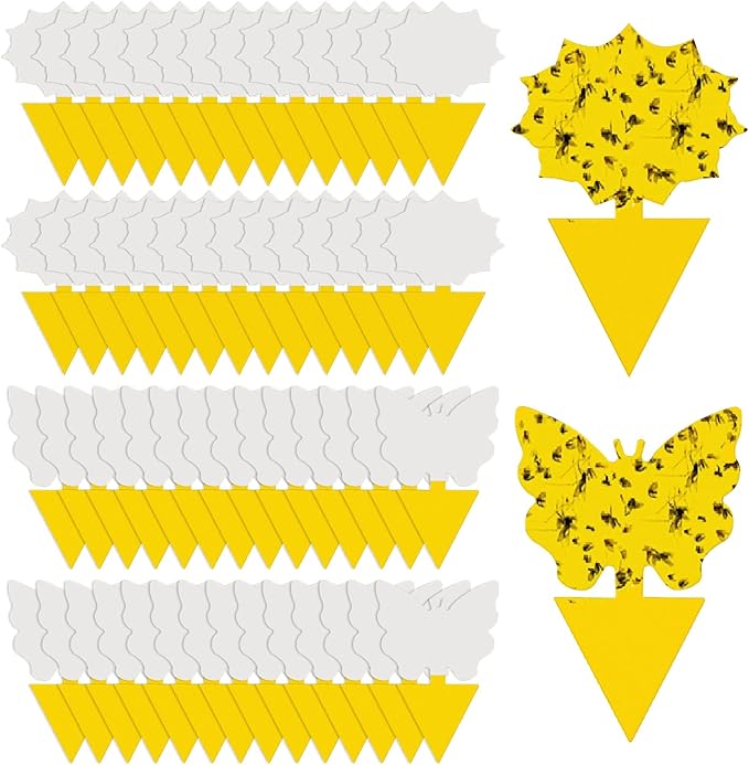 58 Pack Flying Insect Traps for Plants – Yellow Sticky Traps for Gnat, Fly & Flying Bug, Indoor Outdoor Flying Bug Catcher for Pots, Garden & Kitchen, Kid & Pet Safe, Non-Toxic (58 Pcs Classic)