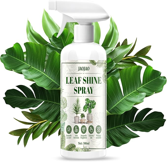 JAOJAO Leaf Shine Spray for Indoor Plants, Plant Shine Spray For Real Plants Leaf Shine Cleaner and Gloss Better Photosynthesis Restores shine for Indoor and Outdoor, 300ml