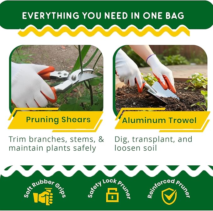Complete Garden Tools Set, 11 Pcs Heavy Duty Gardening Tools with Organizer Tote Bag, Aluminum & Carbon Steel Garden Tool Set, Gardening Kit for Women & Men, Ideal Gardening Gifts for Plant Lovers