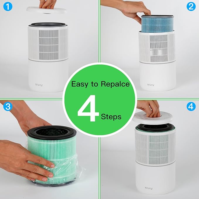 Air Purifier AP0601 Toxin Absorber Replacement Filters, 5-IN-1 High-efficiency HEPA Filter, 2 Pack, Green