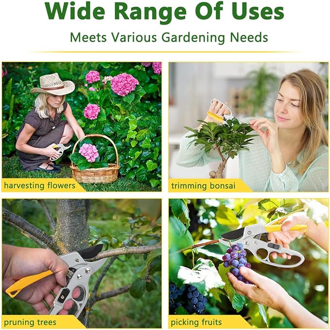 Ratchet Pruning Shears Professional Garden Clippers Sharp Hand Pruners Ratcheting Garden Pruning Shears for Gardening Heavy Duty Gardening Scissors