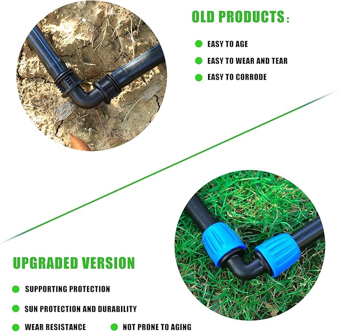 10 Pcs 1/2 Inch Drip Irrigation Elbow Fittings(1/2" ID x 0.640" OD),1/2 Inch Drip Line Lock Barbed 90 Degree Elbow Connectors for 1/2 Drip Irrigation Tubing Connection Parts for Garden Watering System