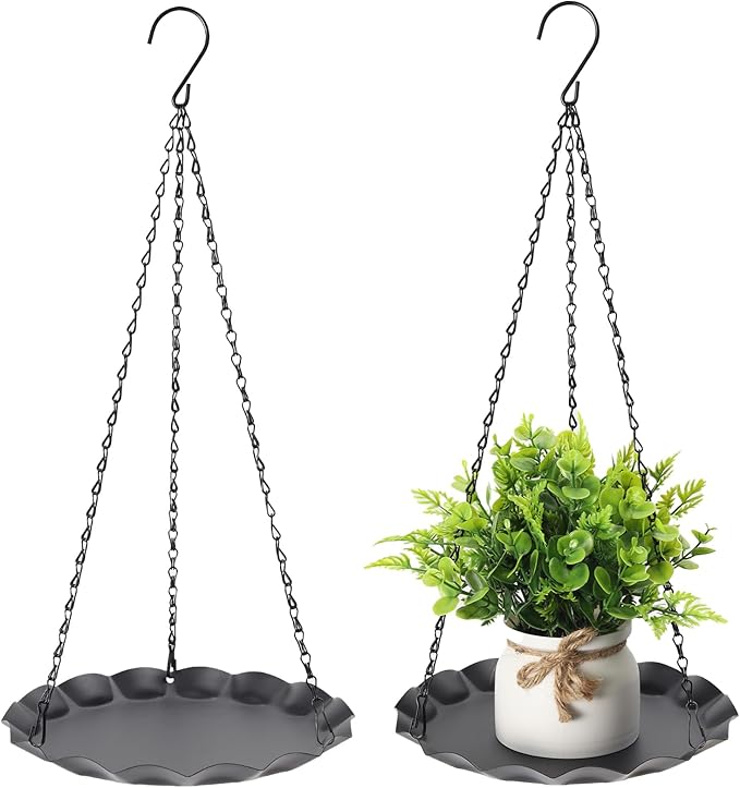Hanging Planter for Indoor Outdoor, Plant Hanger, Plant Holder, Plant Pot Shelf Basket for Window Wall Ceiling Garden with Chains and Hooks, 2Pcs, Wavy Round