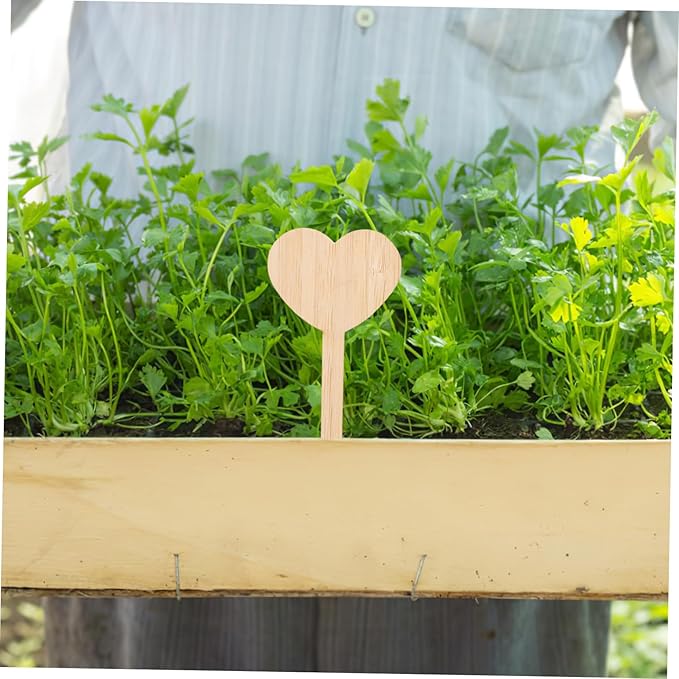 20pcs Wooden Heart Plant Labels - Cute Garden Markers for Potted Plants - Durable Plant Tags for Use