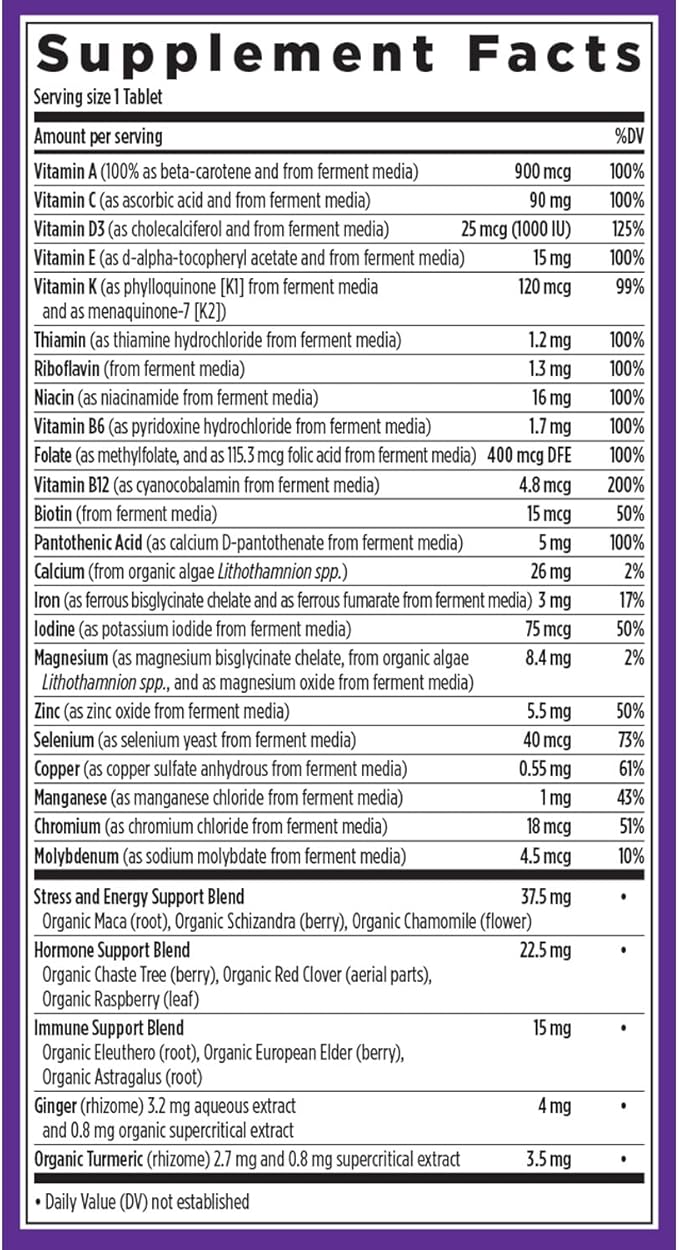 New Chapter Women’s Multivitamin, Iron, B6, B12, Biotin for Hair Growth, D3, VIT C, Zinc for Immune & Stress, Gentle on an Empty Stomach, Daily, Non-GMO, Gluten-Free, 18+, 96 Tablets, (Pack of 2)