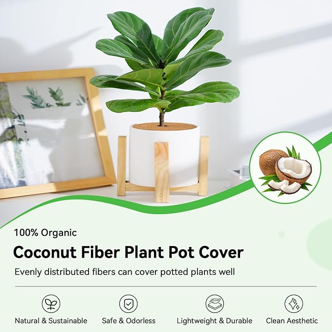 ZeeDix 6 Pack Coconut Fiber Mulch Ring, 14 Inch Coco Coir Tree Ring Mulch Mat, 100% Natural Tree Protector Mat Plant Cover Ring Coconut Coir Discs Tree Mats Mulch Rings for Indoor Outdoor Plants