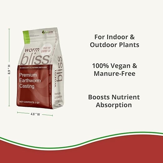 Worm Bliss (1 Qt) + Myco Bliss Granular (200 g) - Mycorrhizal Fungi Inoculant & Worm Castings for Plants - Mycorrhizae for Plants - Earthworm Castings Organic Fertilizer - Mycorrhizal Inoculant