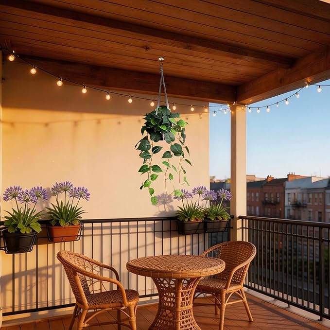 alyptus Fake Hanging Plants Artificial Decor Indoor Outdoor Realistic Silk Devil's Ivy Hanging Potted Plants Faux Greenery Plant Pothos Vines with Pot for Home (Hanging Pothos - Green)