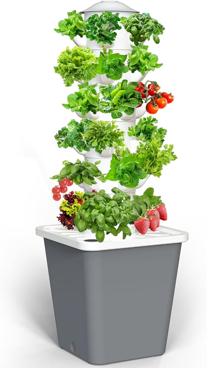 Hydroponics Growing System, 30-Plant Indoor Tower with Pump System, Plants Germination Kit, Vertical Hydroponic System for Gardening Lover (No Seed)