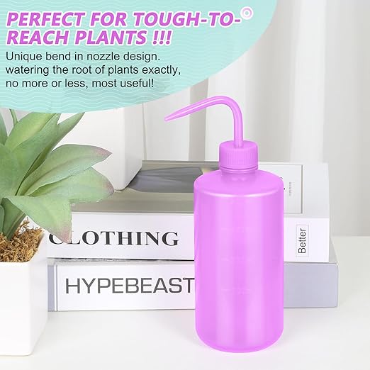 Valchoose 500ml Premium Eyelash Water Bottle for Extensions, 16oz Lash Rinse Bottle No Need to Squeeze Hard, Easy to Carry Tattoo Squeeze Bottle for Eyelashes, Cleaning(Translucent Purple)