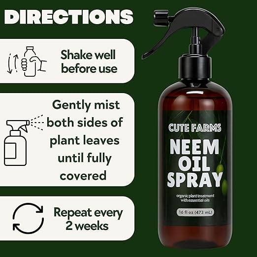 Organic Neem Oil with Essential Oils (16 fl oz) – Plant Spray for Indoor & Outdoor Plants – Cute Farms