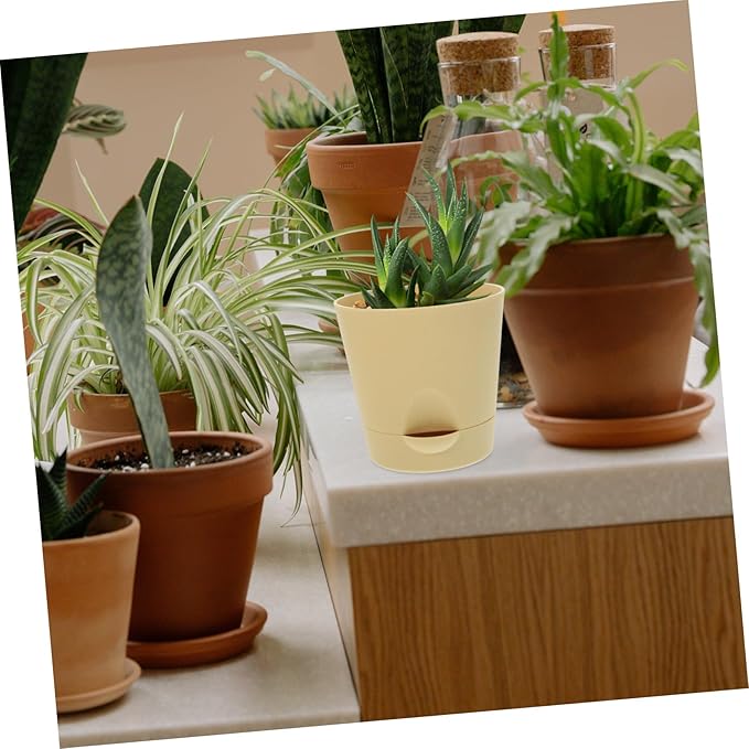 GANAZONO 1set Self-Watering for Indoor and Outdoor Use Automatic Watering Flowerpots for Home Office and Garden Drainage Modern Design for Easy Plant Care