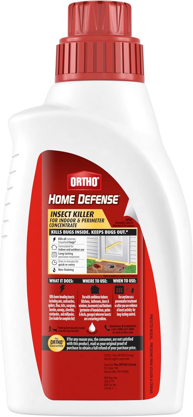 Ortho Home Defense Insect Killer for Indoor and Perimeter Concentrate - Kills Ants, Cockroaches and Spiders, 32 fl. oz.