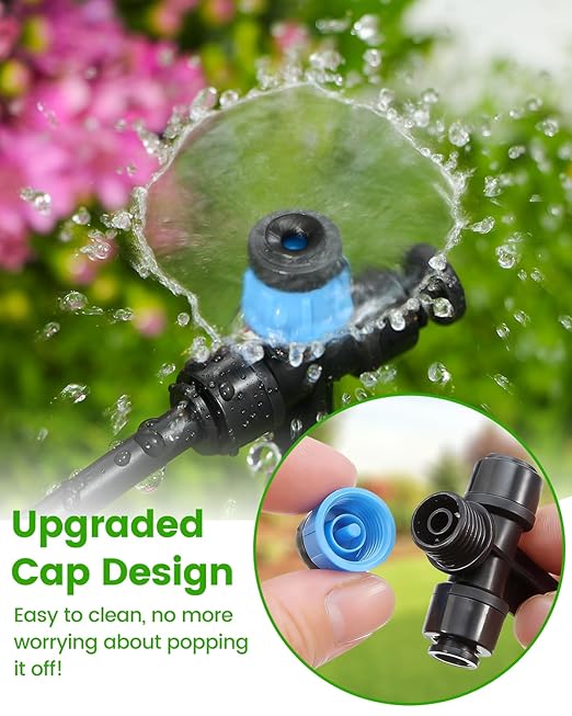 36 Pack Drip Irrigation Parts, Quick Connect 1/4" Adjustable 360° Emitter with Bidirectional Connection for Garden & Farm Irrigation Systems