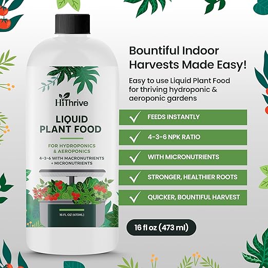 16oz Aeroponics & Hydroponics Liquid Plant Food - Up to 48 Feedings - Rich in Hydroponic Nutrients, Ideal Hydroponic Plant Food & Liquid Fertilizer for Indoor and Outdoor Hydroponics Growing Systems