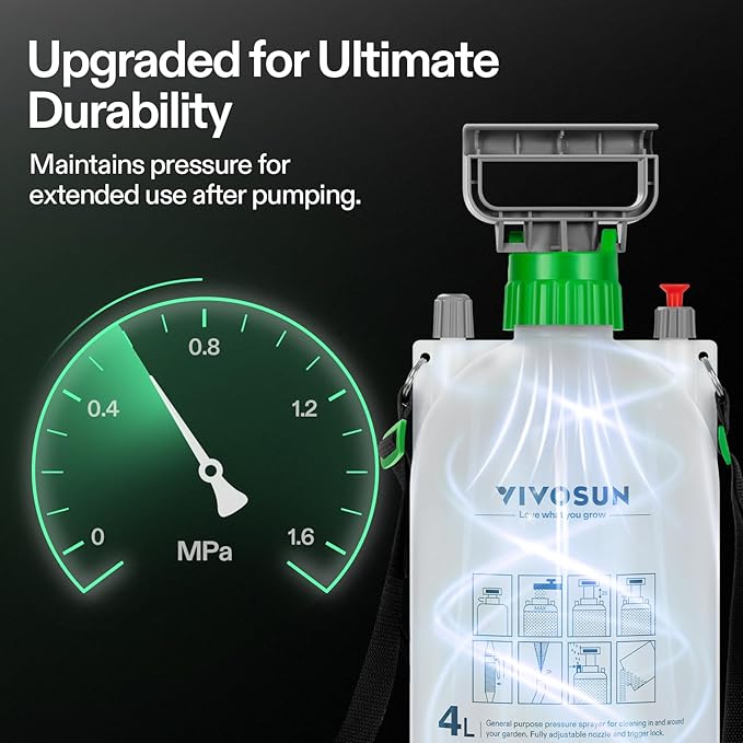 VIVOSUN 1 Gal/4L Pump Sprayer, Garden Water Sprayer for Plants, Weeds & Lawn Care, with 3 Nozzles, 50'' Long Hose & Pressure Relief Valve (Pack of 2)
