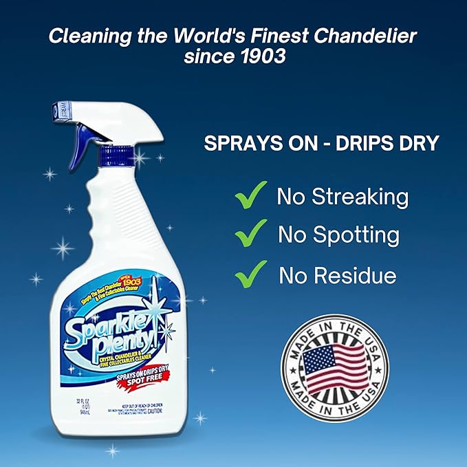 Bundle of Sparkle Plenty Chandelier Cleaner Drip Dry Spray No Wipe & Silk Plant Cleaner Spray No Wipe - Dust Cleaning Supplies for Fake Plant, Artificial Flower, Shower Glass or Window Screen (32 oz)