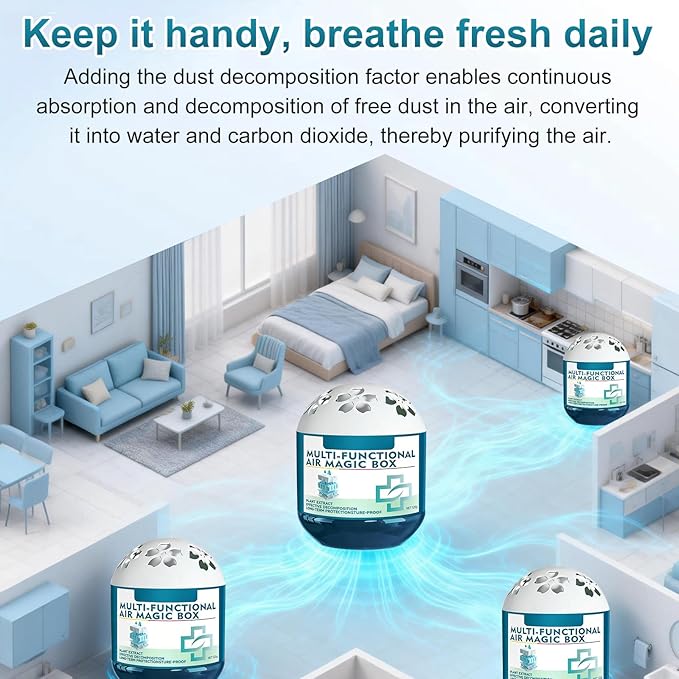 Indoor Air Purification Dust Removal Magic Box,Multi Functional Air Magic Box,Automatic Dust Collection Air Box for Home,Plant Extract Formula,No Electricity & Noise,For Any Room(120g)
