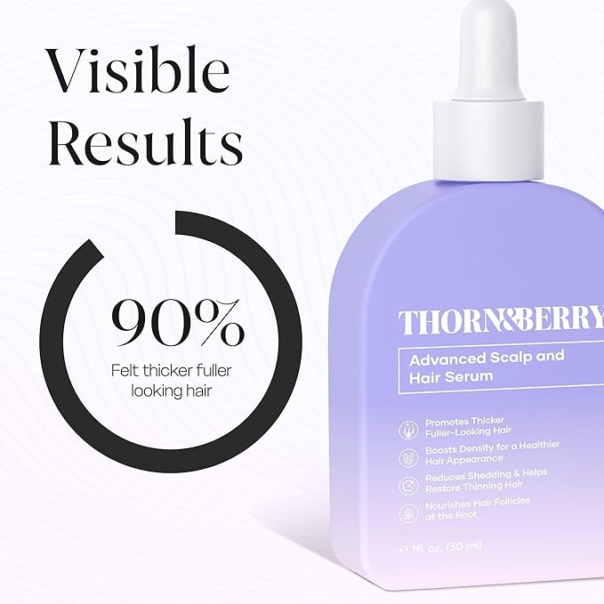 Scalp Serum For Thinning Hair & Density Booster | 3 Key Peptides | Thicker Fuller Hair Thickening Serum With Rosemary Oil, Topical Caffeine, Saw Palmetto, Biotin, Peppermint | Strengthening Treatment