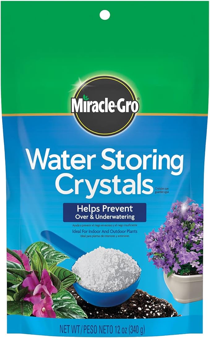 Miracle-Gro Water Storing Crystals - Soil Moisture Retention Crystals for Indoor and Outdoor Plants - 12 oz.