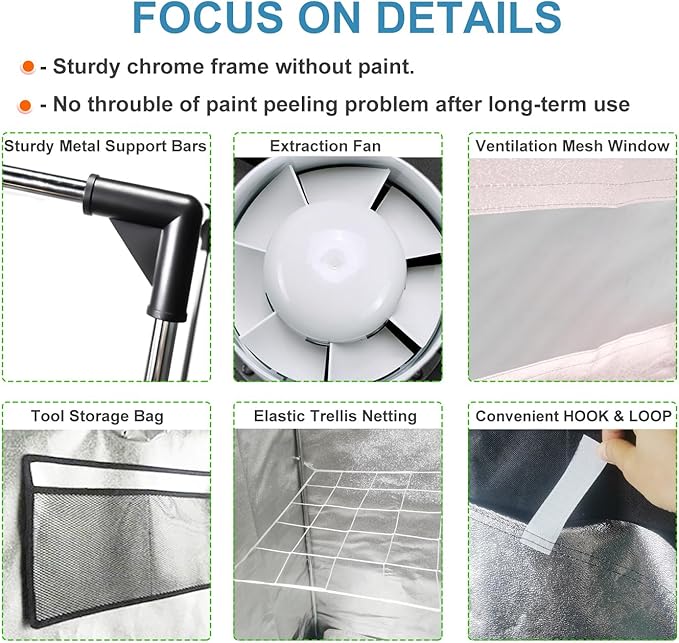 Grow Tent Kit, 48"x48"x80" Indoor Grow Tent,Complete System High Reflective Mylar Tent +Full Spectrum LED Grow Light Combo Hydroponics Indoor Plant Growing Tent + Carbon Filter