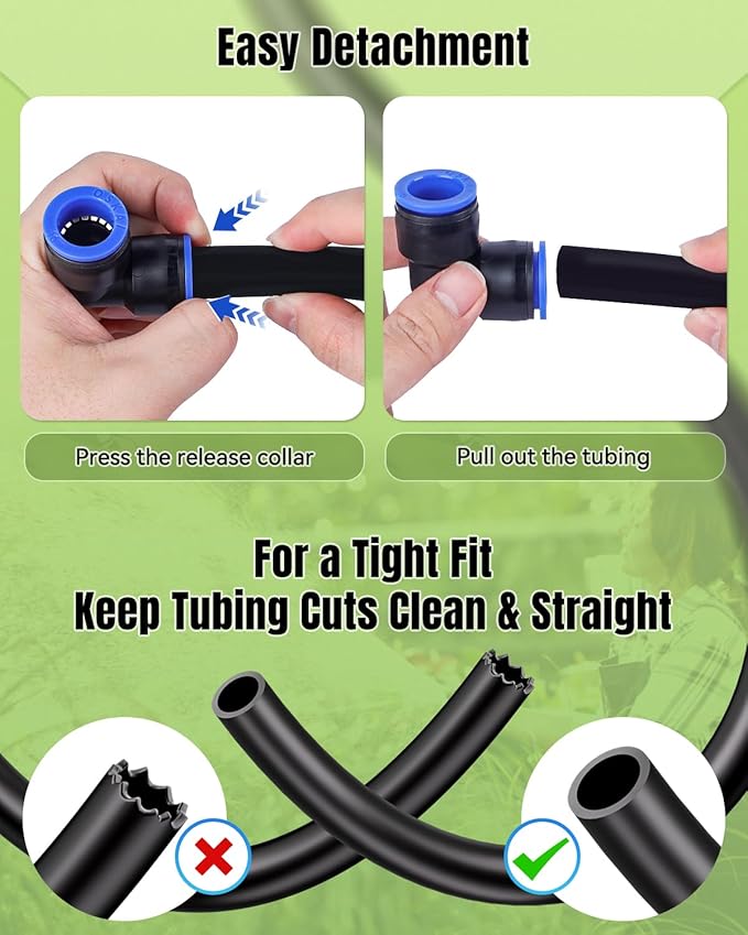 Pawfly 15 Pcs Quick Connect 1/2" Drip Irrigation Elbow Fittings for 1/2 Inch Irrigation Tubing (1/2" ID x 0.62-0.63" OD), Push-to-Fit 2-Way Elbows, 90 Degree Elbow Connectors, Drip Irrigation Parts