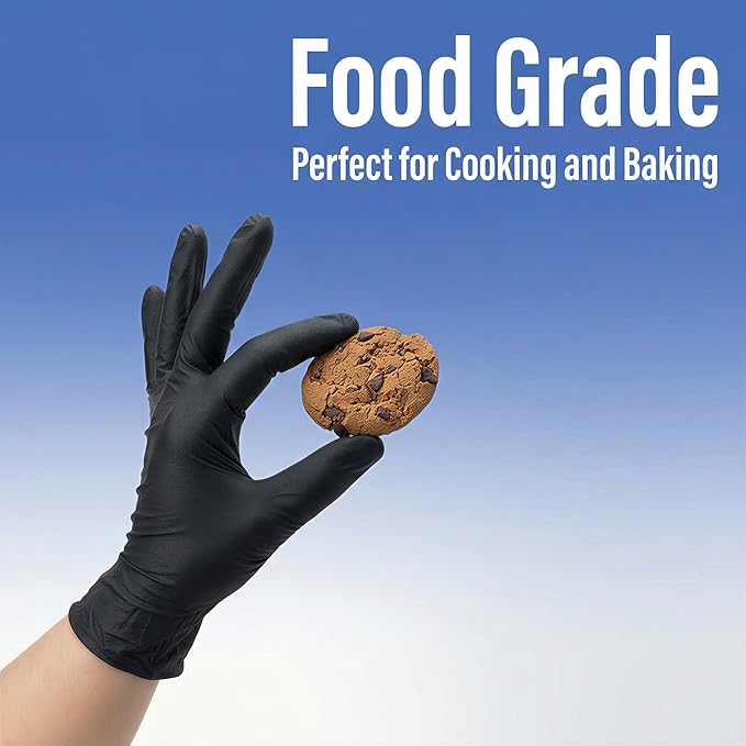 Nitrile Food Safe Gloves with 5 Individually Wrapped Pairs, Medium Chef Gloves, Essential for Food Handling, Catering Industry, Home Cooking, Non-Slip Oil-Resistant, BPA-Free