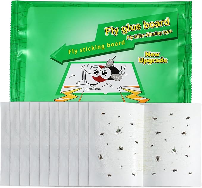 Qualirey 10 Pcs Fly Paper Traps Sticky Adhesive Fly Paper Traps Indoor and Outdoor Fungus Gnat Killer Plants Insect Gnat Catchers Glue Boards for Bug, Whiteflies, Aphids, Pest Control