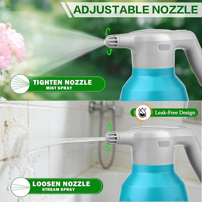 Electric Spray Bottle 2L/0.5 Gallon Plant Mister, Automatic Watering Can Rechargeable Battery Powered Garden Sprayer with Adjustable Nozzle for Plants Fertilizing,Weeding and Cleaning