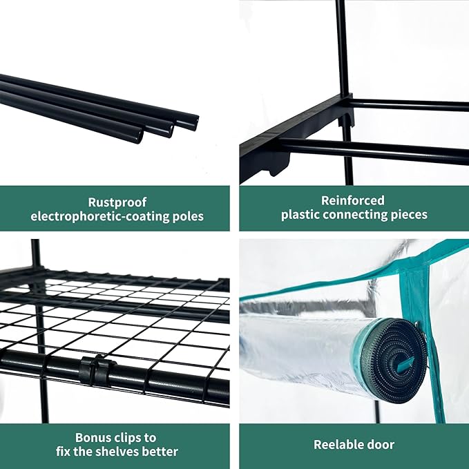 3 Tier mini Indoor Greenhouse Upgraded with Shelf Clips,27"x19"x50" Greenhouse for Indoors&greenhouses for Outdoors with PVC Cover and Roll-Up Zipper Door