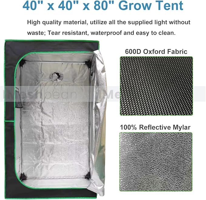 40"x40"x80" Grow Tent Kit,Complete System High Reflective Mylar Indoor Grow Tent +Full Spectrum LED Grow Light Combo Hydroponics Indoor Plant Growing Tent + Carbon Filter