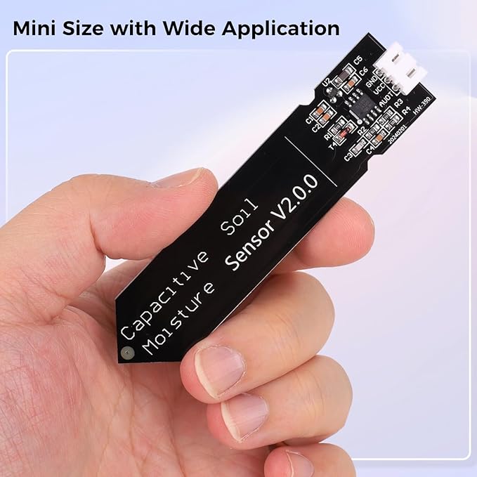 6PCS Updated Capacitive Soil Moisture Sensor, Corrosion Resistant Humidity Detection Sensors with Wire 3.3-5.5V Garden Watering DIY for Arduino, Raspberry Pi - Improved Version