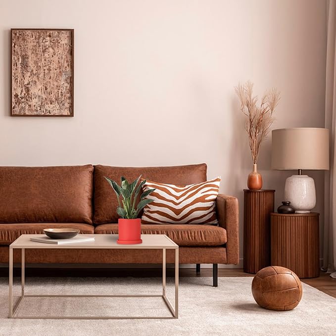 PATIKIL 5 Inch Ceramic Plant Pots, Modern Flower Planters with Drainage Holes and Tray for Decorate Home Indoor Plants Succulent Herb, Dark Green
