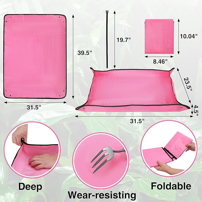 WORKPRO Repotting Mat for Indoor Plant Transplanting and Mess Control, 39.5" X 31.5" Thickened Waterproof Potting Mat, Square Planting Tray, Gardening Gifts for Plant Lovers