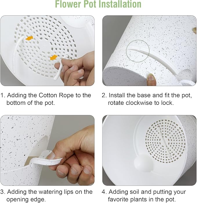 Meowell 12 inch Large Self Watering Pots, Plant Pots with Mesh Drainage Holes for Indoor Outdoor Plants, Plastic Planters with Deep Reservoir for Garden House Flower Plants, Speckled White