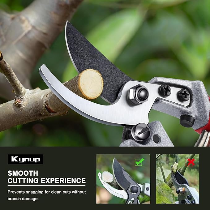 Kynup Pruning Shears, Garden Shears, Garden Clippers, Gardening Hand Tools, SK5 Steel Blade, Up to 1 Inch Cut Capacity, Safty Locked, Effortless Design, Garden Tools for Gardening, Farm