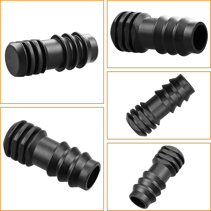 1/2 Inch Drip Irrigation End Plug, 15 Pcs Barbed End Cap Irrigation Fittings for 1/2 Inch Irrigation Tubing (0.520"ID-0.640" OD), Drip Line Goof Plug Connectors for Sprinkler Garden Lawn System
