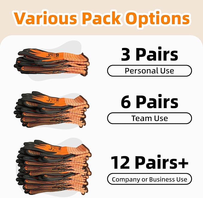 Schwer 24 Pairs Safety Work Gloves MicroFoam Nitrile Coated, Certified Level 6 Abrasion Resistant Gardening Gloves with MicroDot Grip, Touchscreen, General A1 Cut Resistant Glove, LT5619, M
