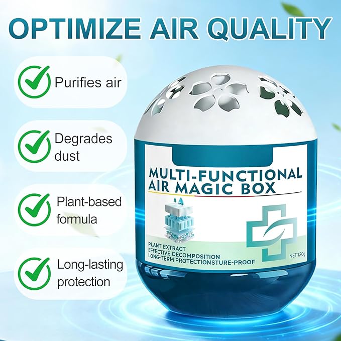 Indoor Air Purification Dust Removal Magic Box,Multi-Functional Air Magic Box,Automatic Dust Collection Air Box for Home,Plant Extract Formula,Use for Any Room（120g）