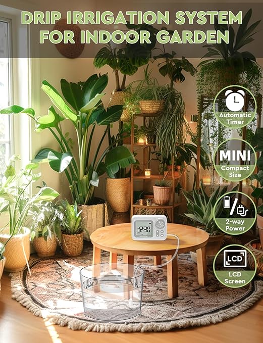 Automatic Watering System, 15 Potted Indoor Houseplants Support Plant Waterer, Vacation Plant Watering Devices, with Digital Programmable Water Timer