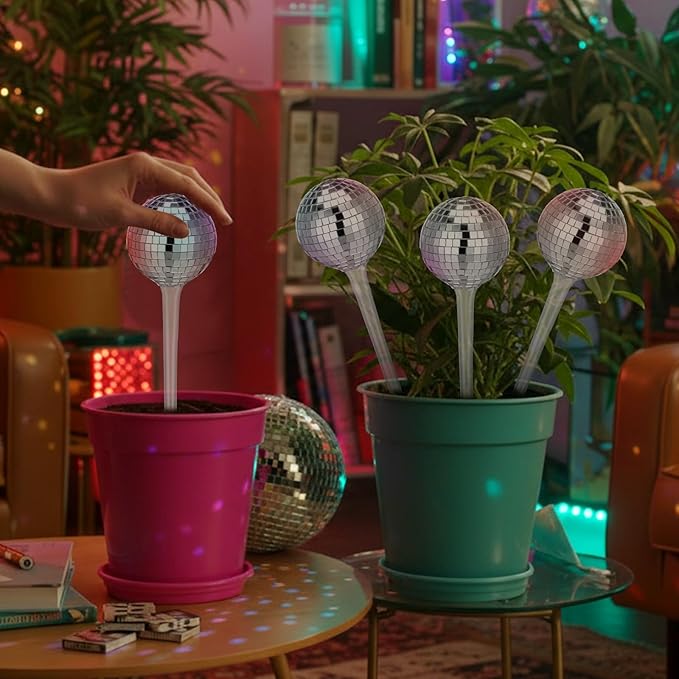 4 Pcs Plant Self Watering Disco Ball Globes 10.6 Inch Disco Self Watering Globes Automatic Drip Irrigation Devices for Indoor Outdoor Flowerpot Hanging Plants Home Garden