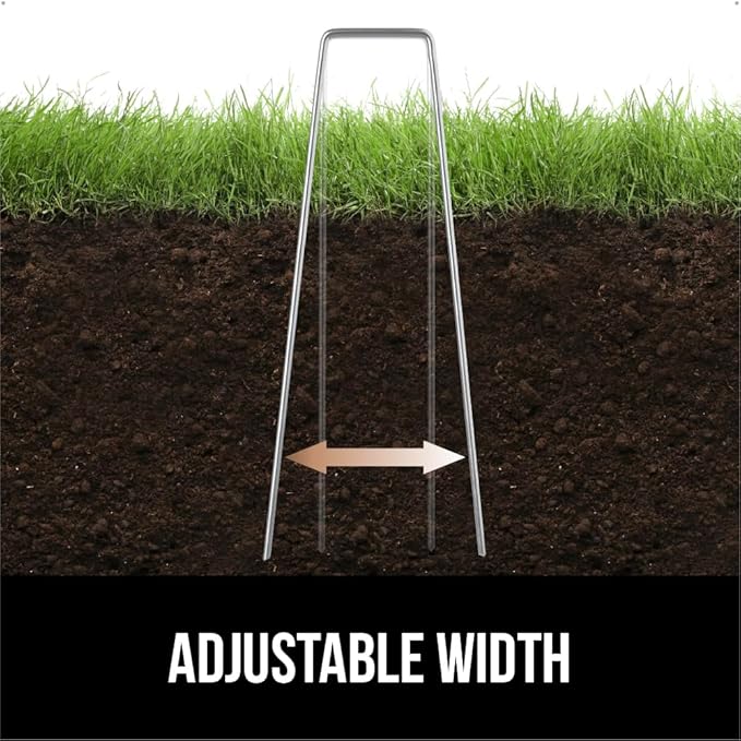 GORILLA GRIP Premium Landscape Staples 300 Pack 6 Inch, Heavy Duty 11 Gauge Galvanized Steel Garden Stakes, Sharp Rust Resistant Landscaping Pins, Lawn Anchors Weed Barrier Fabric, Sod, Irrigation