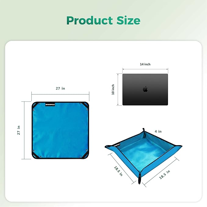Large Plant Transplanting Mat - Thickened Waterproof Potting Mat, Succulent Gardening Mat, Portable Repotting Mat for Mess Control (PVC-Blue27 x 27")