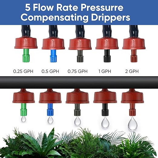 0.5 GPH Pressure Compensating Drippers: 25 Pack Drip Irrigation Spot Emitters Constant Flow Drip Emitters Heads Drip Irrigation Parts for Garden Irrigation System