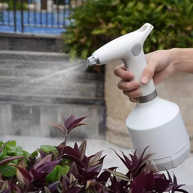 Electric Sprayer, 1000ml Electric Spray Bottle with Adjustable Nozzle, Waterproof Water Sprayer, Rechargeable Plant Mister for Garden Indoor Outdoor, White, Decoración del hogar