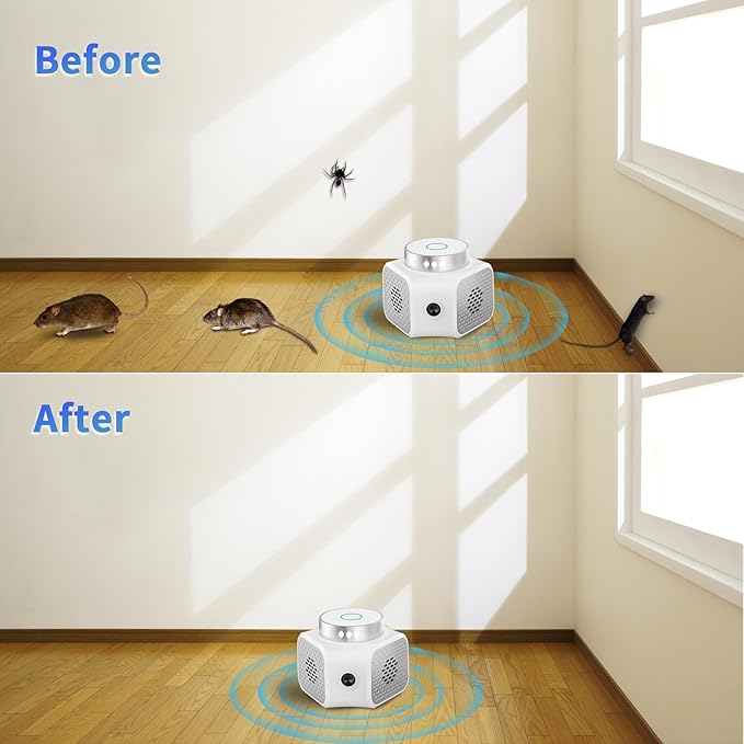 CYBERGIANT Rodent Repellent Ultrasonic Plug in - Squirrel Deterrent, Mouse Deterrents That Work, Rodent Repellent Indoor - Squirrel Repellent for Attic Garage RV - Rat Repellent Ultrasonic - UR02