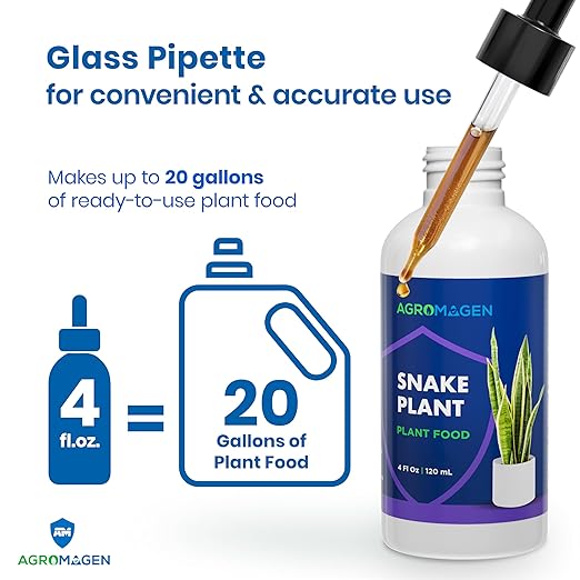 AgroMagen Plant Food with Essential Nutrients & Chelated Micronutrients, Liquid Fertilizer (4 fl.oz.) (Snake Plant)