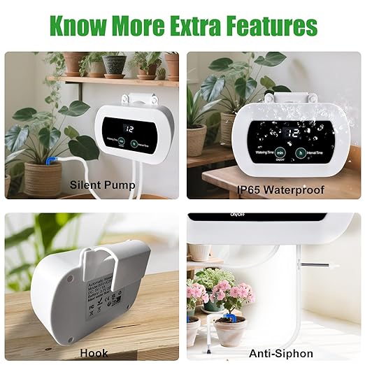 Lewisia WiFi Smart Plant Watering System, Indoor Drip Irrigation Kit for 10 Plants, App Control, USB Rechargeable, Auto-Irrigation Set with Timer, IP65 Waterproof