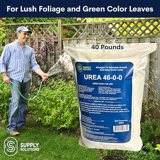 Supply Solutions Urea 46-0-0 Nitrogen Fertilizer to Stimulate Lush Growth and Deep Green Color - Plant Food Plant Fertilizer for Plants Lawn Garden - Bloom Booster for Flowers, Fruits (40 Pounds)