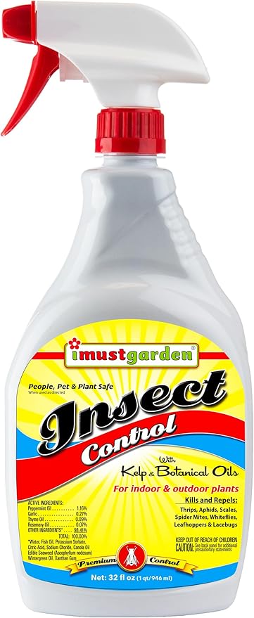 I Must Garden Insect Control: Kills & Repels Aphids, Whiteflies, Mites, Gnats, and More - 32oz Spray